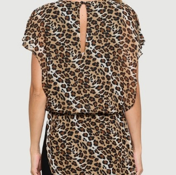 Last Tango Leopard Print Jumpsuit with Chiffon Overlay Large - Picture 3 of 17